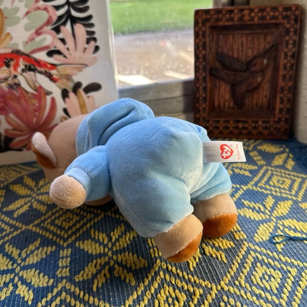 2021 Ty PJ Bear Blue Plush With Hood Stuffed Animal Toy 7" - Picture 3 of 9
